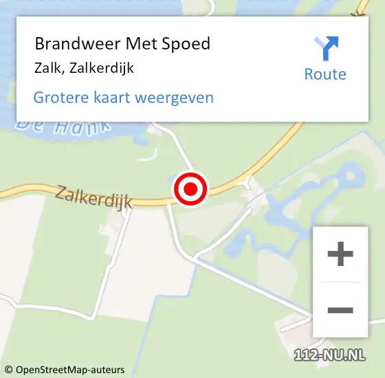 Locatie op kaart van de 112 melding: Brandweer Met Spoed Naar Zalk, Zalkerdijk op 2 november 2013 03:46