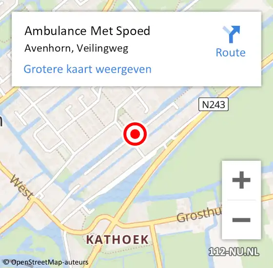 Locatie op kaart van de 112 melding: Ambulance Met Spoed Naar Avenhorn, Veilingweg op 18 maart 2015 12:25