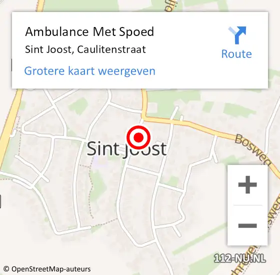 Locatie op kaart van de 112 melding: Ambulance Met Spoed Naar Sint Joost, Caulitenstraat op 18 maart 2015 12:40