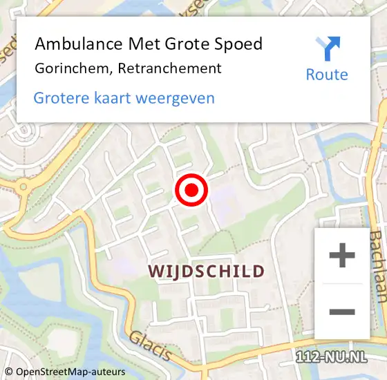 Locatie op kaart van de 112 melding: Ambulance Met Grote Spoed Naar Gorinchem, Retranchement op 18 maart 2015 13:10