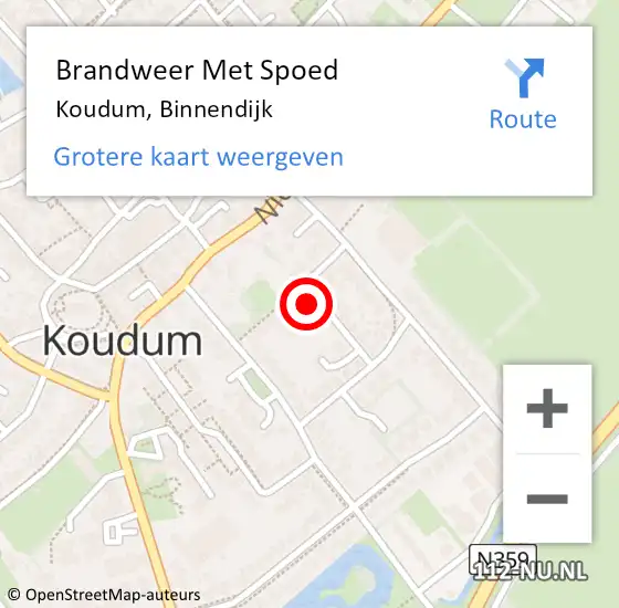 Locatie op kaart van de 112 melding: Brandweer Met Spoed Naar Koudum, Binnendijk op 18 maart 2015 13:22