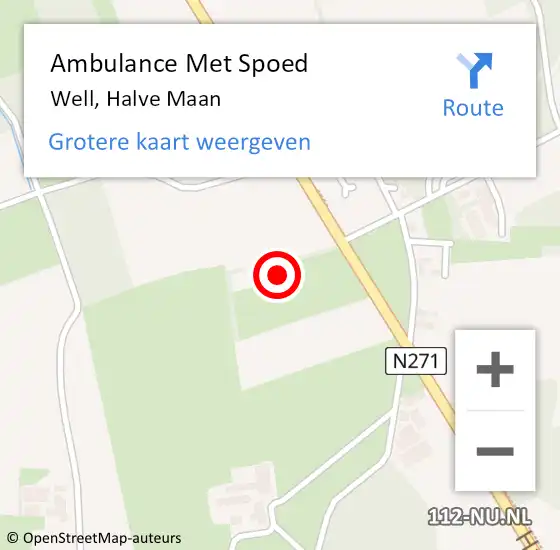 Locatie op kaart van de 112 melding: Ambulance Met Spoed Naar Well, Halve Maan op 18 maart 2015 13:22