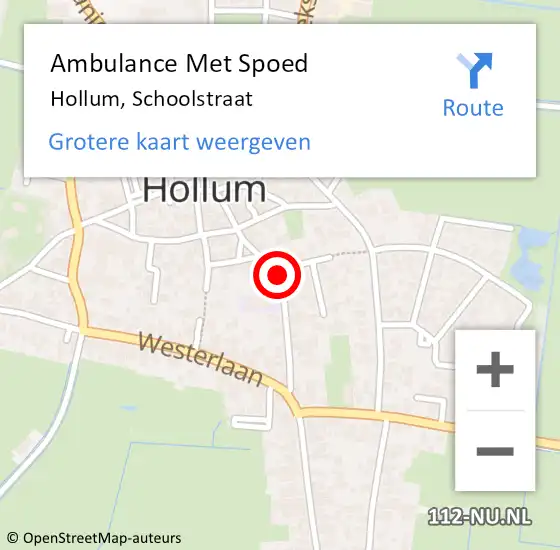 Locatie op kaart van de 112 melding: Ambulance Met Spoed Naar Hollum, Schoolstraat op 18 maart 2015 13:42