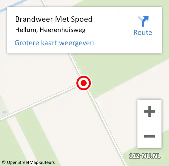 Locatie op kaart van de 112 melding: Brandweer Met Spoed Naar Hellum, Heerenhuisweg op 18 maart 2015 14:14