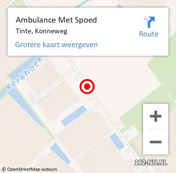 Locatie op kaart van de 112 melding: Ambulance Met Spoed Naar Tinte, Konneweg op 18 maart 2015 14:49