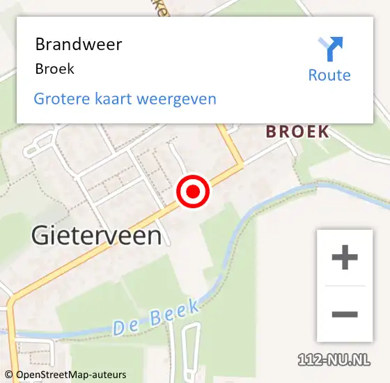 Locatie op kaart van de 112 melding: Brandweer Broek op 18 maart 2015 14:54