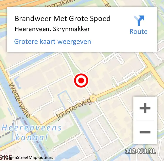 Locatie op kaart van de 112 melding: Brandweer Met Grote Spoed Naar Heerenveen, Skrynmakker op 18 maart 2015 15:00