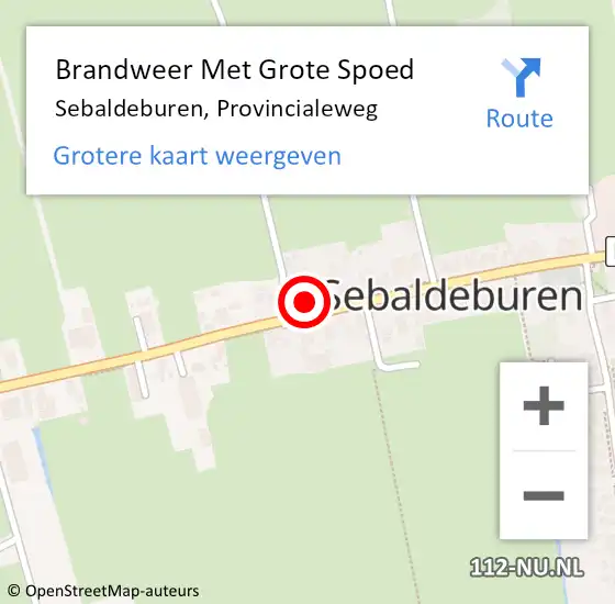 Locatie op kaart van de 112 melding: Brandweer Met Grote Spoed Naar Sebaldeburen, Provincialeweg op 18 maart 2015 15:08