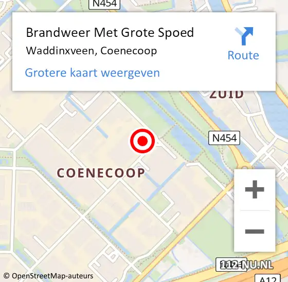 Locatie op kaart van de 112 melding: Brandweer Met Grote Spoed Naar Waddinxveen, Coenecoop op 18 maart 2015 15:49