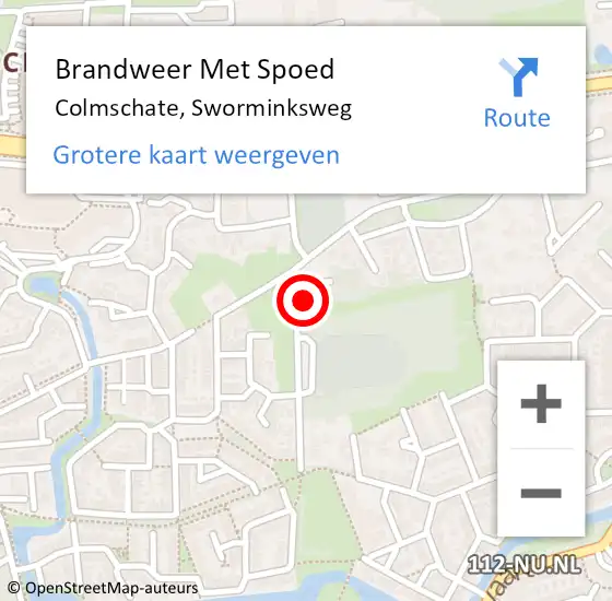 Locatie op kaart van de 112 melding: Brandweer Met Spoed Naar Colmschate, Sworminksweg op 18 maart 2015 15:54