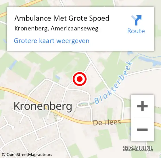 Locatie op kaart van de 112 melding: Ambulance Met Grote Spoed Naar Kronenberg, Americaanseweg op 18 maart 2015 16:13