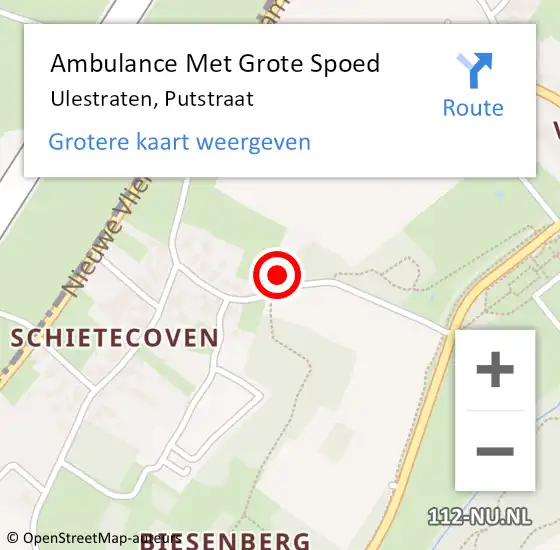 Locatie op kaart van de 112 melding: Ambulance Met Grote Spoed Naar Ulestraten, Putstraat op 18 maart 2015 16:58