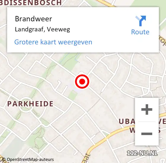 Locatie op kaart van de 112 melding: Brandweer Landgraaf, Veeweg op 18 maart 2015 18:22