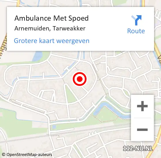 Locatie op kaart van de 112 melding: Ambulance Met Spoed Naar Arnemuiden, Tarweakker op 18 maart 2015 18:37