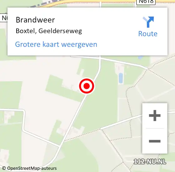 Locatie op kaart van de 112 melding: Brandweer Boxtel, Geelderseweg op 18 maart 2015 18:54