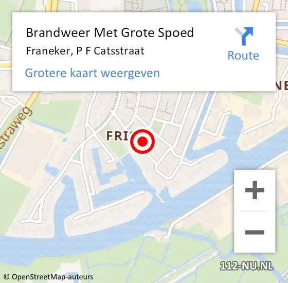 Locatie op kaart van de 112 melding: Brandweer Met Grote Spoed Naar Franeker, P F Catsstraat op 18 maart 2015 19:13