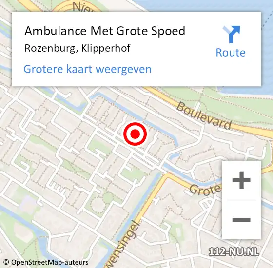 Locatie op kaart van de 112 melding: Ambulance Met Grote Spoed Naar Rozenburg, Klipperhof op 18 maart 2015 19:37