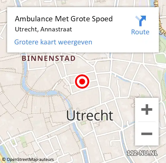 Locatie op kaart van de 112 melding: Ambulance Met Grote Spoed Naar Utrecht, Annastraat op 2 november 2013 06:20