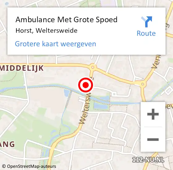 Locatie op kaart van de 112 melding: Ambulance Met Grote Spoed Naar Horst, Weltersweide op 18 maart 2015 19:46