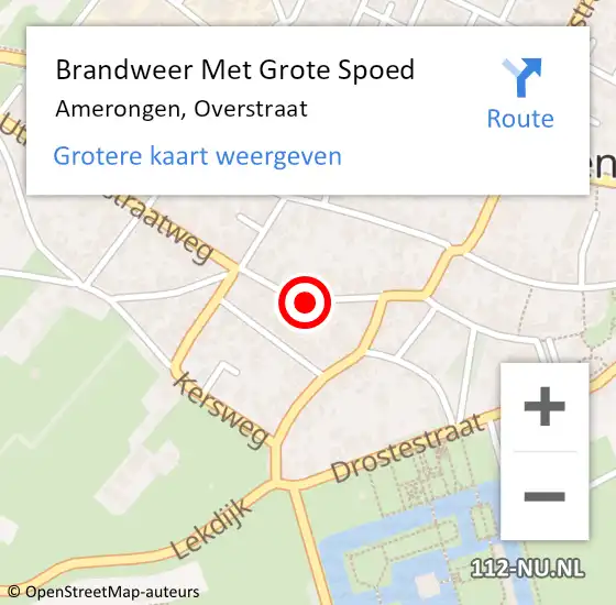 Locatie op kaart van de 112 melding: Brandweer Met Grote Spoed Naar Amerongen, Overstraat op 18 maart 2015 20:28