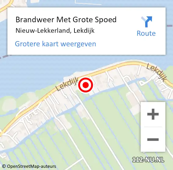 Locatie op kaart van de 112 melding: Brandweer Met Grote Spoed Naar Nieuw-Lekkerland, Lekdijk op 18 maart 2015 21:58