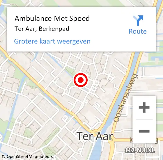 Locatie op kaart van de 112 melding: Ambulance Met Spoed Naar Ter Aar, Berkenpad op 19 maart 2015 01:41