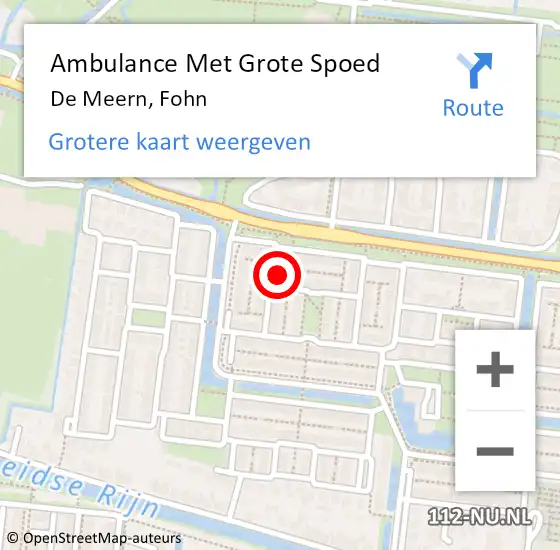 Locatie op kaart van de 112 melding: Ambulance Met Grote Spoed Naar De Meern, Fohn op 19 maart 2015 01:50