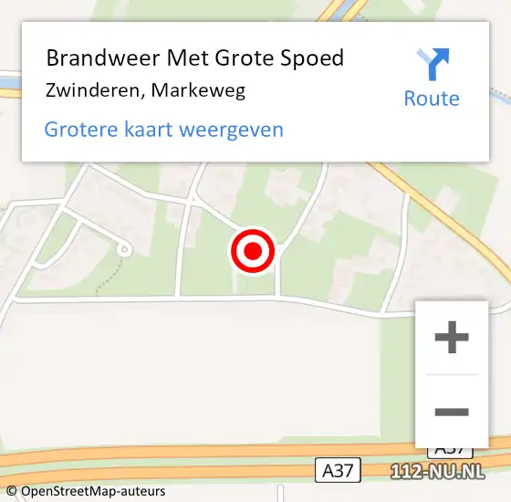 Locatie op kaart van de 112 melding: Brandweer Met Grote Spoed Naar Zwinderen, Markeweg op 19 maart 2015 02:25