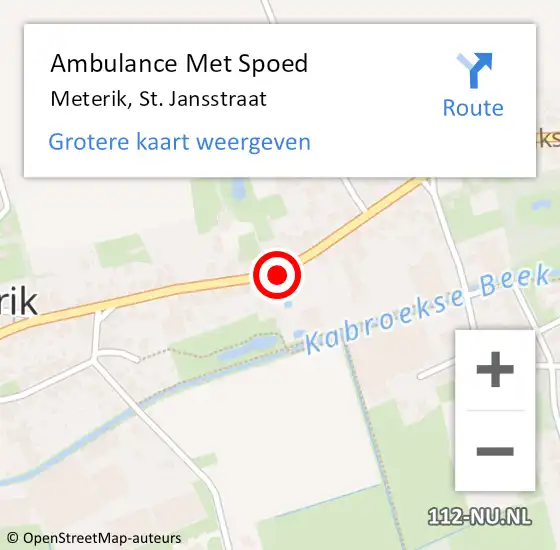 Locatie op kaart van de 112 melding: Ambulance Met Spoed Naar Meterik, St. Jansstraat op 19 maart 2015 03:30