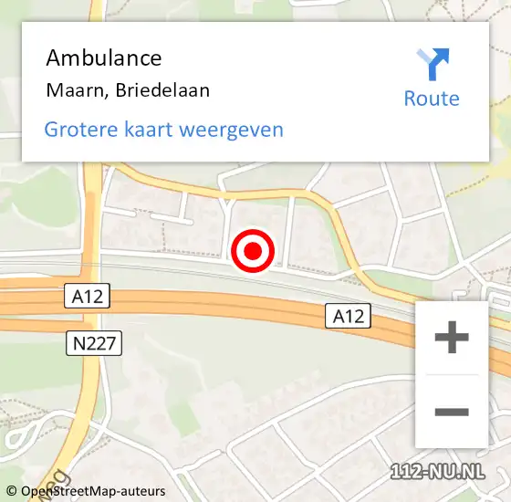 Locatie op kaart van de 112 melding: Ambulance Maarn, Briedelaan op 19 maart 2015 03:58
