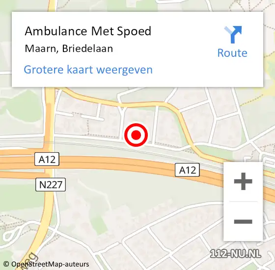 Locatie op kaart van de 112 melding: Ambulance Met Spoed Naar Maarn, Briedelaan op 19 maart 2015 04:35