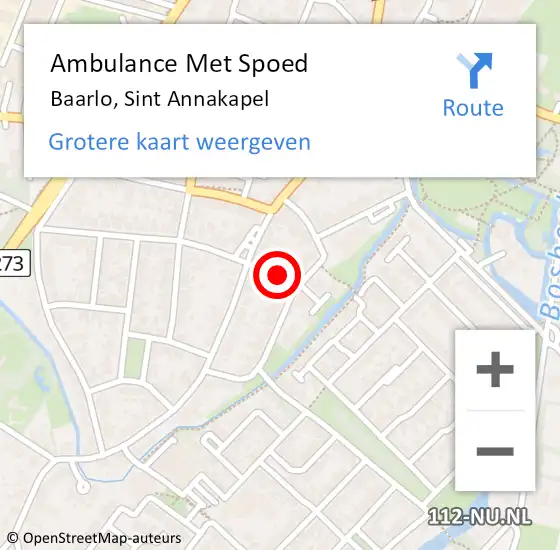 Locatie op kaart van de 112 melding: Ambulance Met Spoed Naar Baarlo, Sint Annakapel op 19 maart 2015 04:50