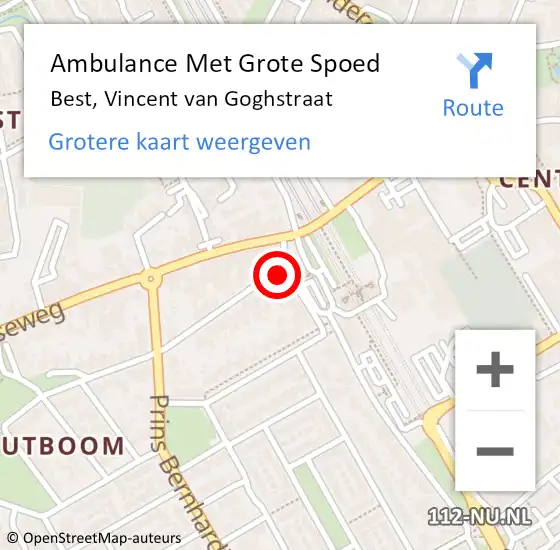 Locatie op kaart van de 112 melding: Ambulance Met Grote Spoed Naar Best, Vincent van Goghstraat op 19 maart 2015 06:27