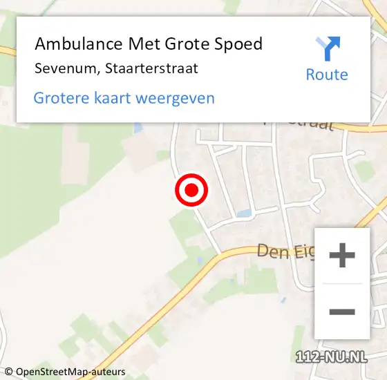 Locatie op kaart van de 112 melding: Ambulance Met Grote Spoed Naar Sevenum, Staarterstraat op 19 maart 2015 06:53