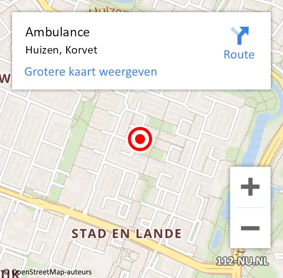 Locatie op kaart van de 112 melding: Ambulance Huizen, Korvet op 19 maart 2015 08:43