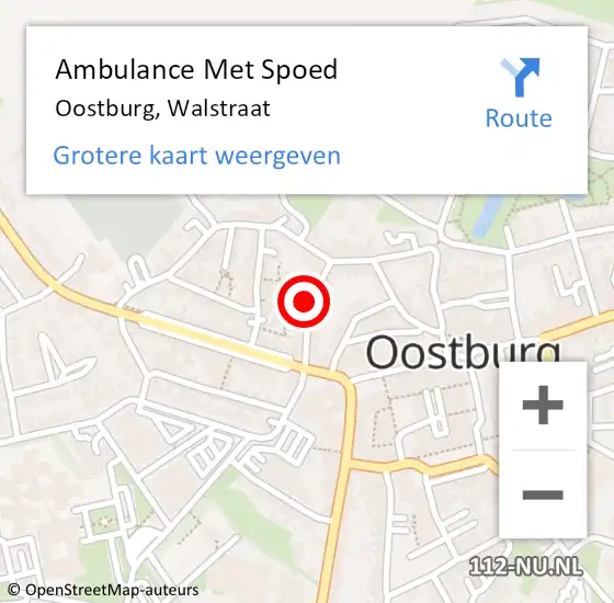 Locatie op kaart van de 112 melding: Ambulance Met Spoed Naar Oostburg, Walstraat op 19 maart 2015 09:10