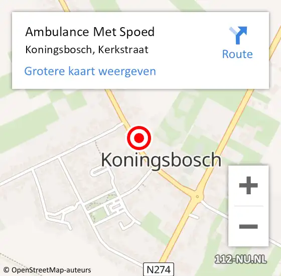 Locatie op kaart van de 112 melding: Ambulance Met Spoed Naar Koningsbosch, Kerkstraat op 19 maart 2015 09:16