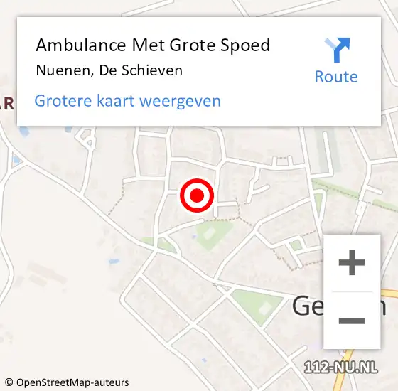 Locatie op kaart van de 112 melding: Ambulance Met Grote Spoed Naar Nuenen, De Schieven op 19 maart 2015 09:49