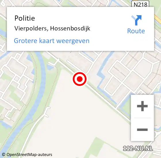 Locatie op kaart van de 112 melding: Politie Vierpolders, Hossenbosdijk op 19 maart 2015 09:56