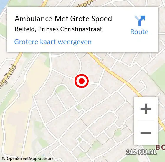 Locatie op kaart van de 112 melding: Ambulance Met Grote Spoed Naar Belfeld, Prinses Christinastraat op 19 maart 2015 09:58