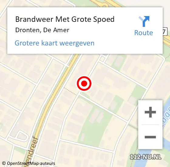 Locatie op kaart van de 112 melding: Brandweer Met Grote Spoed Naar Dronten, De Amer op 19 maart 2015 10:22