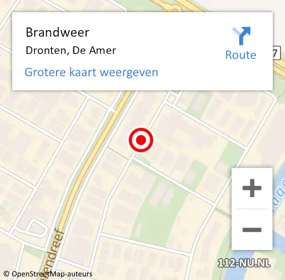 Locatie op kaart van de 112 melding: Brandweer Dronten, De Amer op 19 maart 2015 10:24