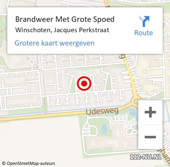 Locatie op kaart van de 112 melding: Brandweer Met Grote Spoed Naar Winschoten, Jacques Perkstraat op 19 maart 2015 12:47