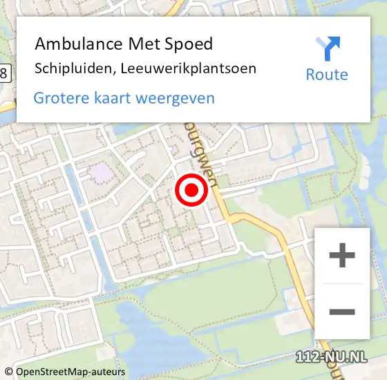 Locatie op kaart van de 112 melding: Ambulance Met Spoed Naar Schipluiden, Leeuwerikplantsoen op 19 maart 2015 12:56