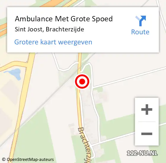 Locatie op kaart van de 112 melding: Ambulance Met Grote Spoed Naar Sint Joost, Brachterzijde op 19 maart 2015 13:12