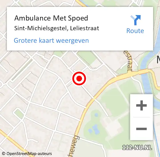 Locatie op kaart van de 112 melding: Ambulance Met Spoed Naar Sint-Michielsgestel, Leliestraat op 19 maart 2015 13:28