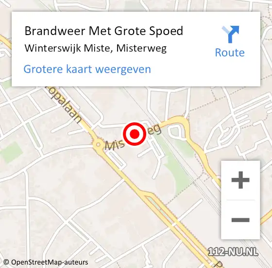 Locatie op kaart van de 112 melding: Brandweer Met Grote Spoed Naar Winterswijk Miste, Misterweg op 19 maart 2015 13:51