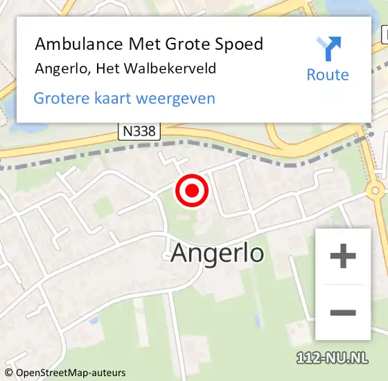 Locatie op kaart van de 112 melding: Ambulance Met Grote Spoed Naar Angerlo, Het Walbekerveld op 19 maart 2015 14:47