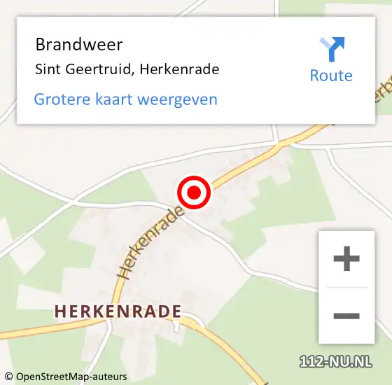 Locatie op kaart van de 112 melding: Brandweer Sint Geertruid, Herkenrade op 19 maart 2015 14:58