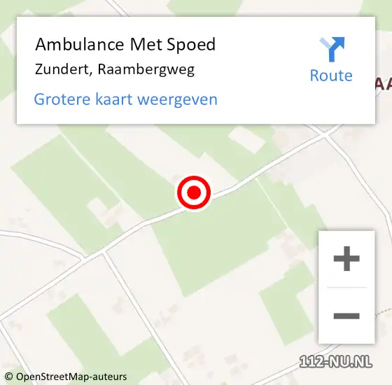 Locatie op kaart van de 112 melding: Ambulance Met Spoed Naar Zundert, Raambergweg op 19 maart 2015 15:13